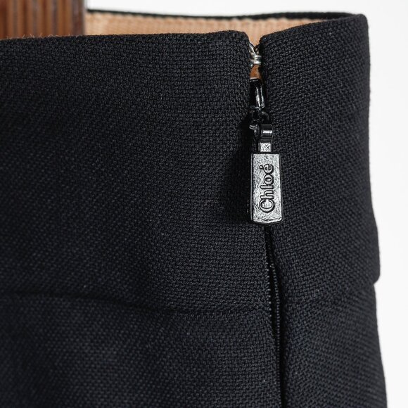 Chloe 2018 Wool Pleated Back Yoke Black Skirt - Picture 6 of 10